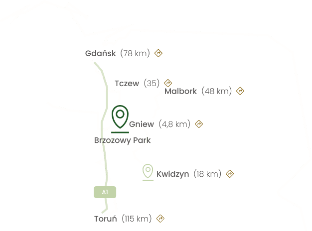 Mapa dojazdowa do Brzozowego Parku prezentująca najbliższą okolicę